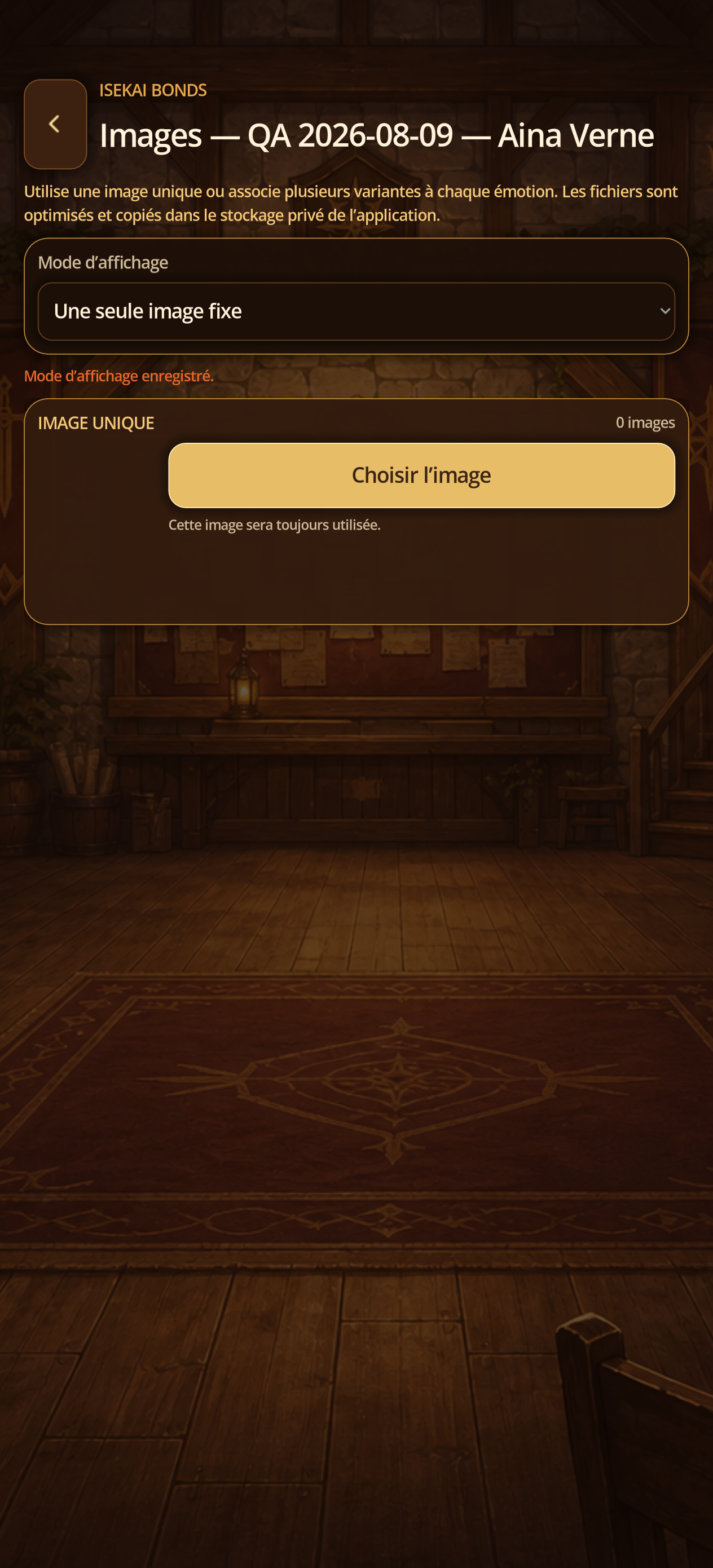 Direct screen Images and emotions in single image mode.