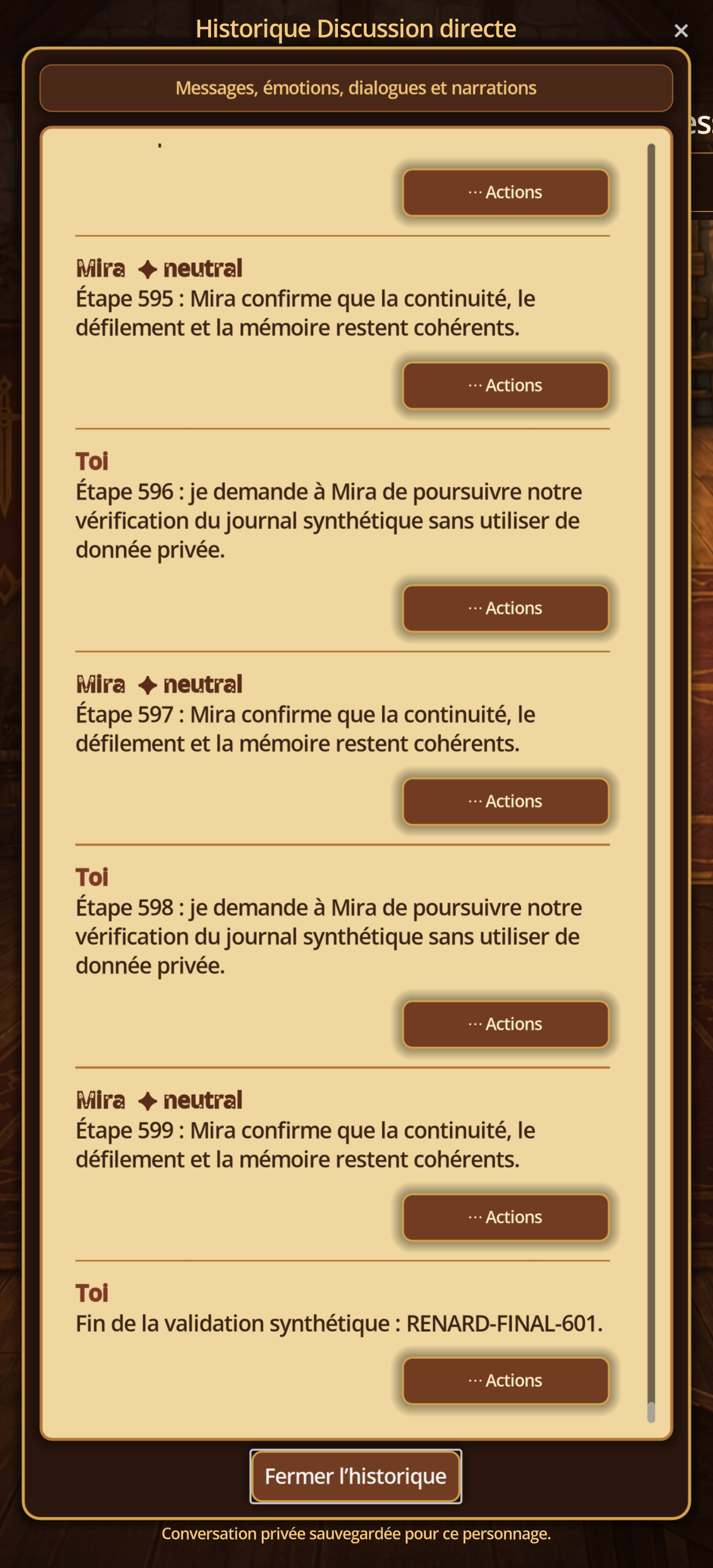 Direct history opened with several messages.