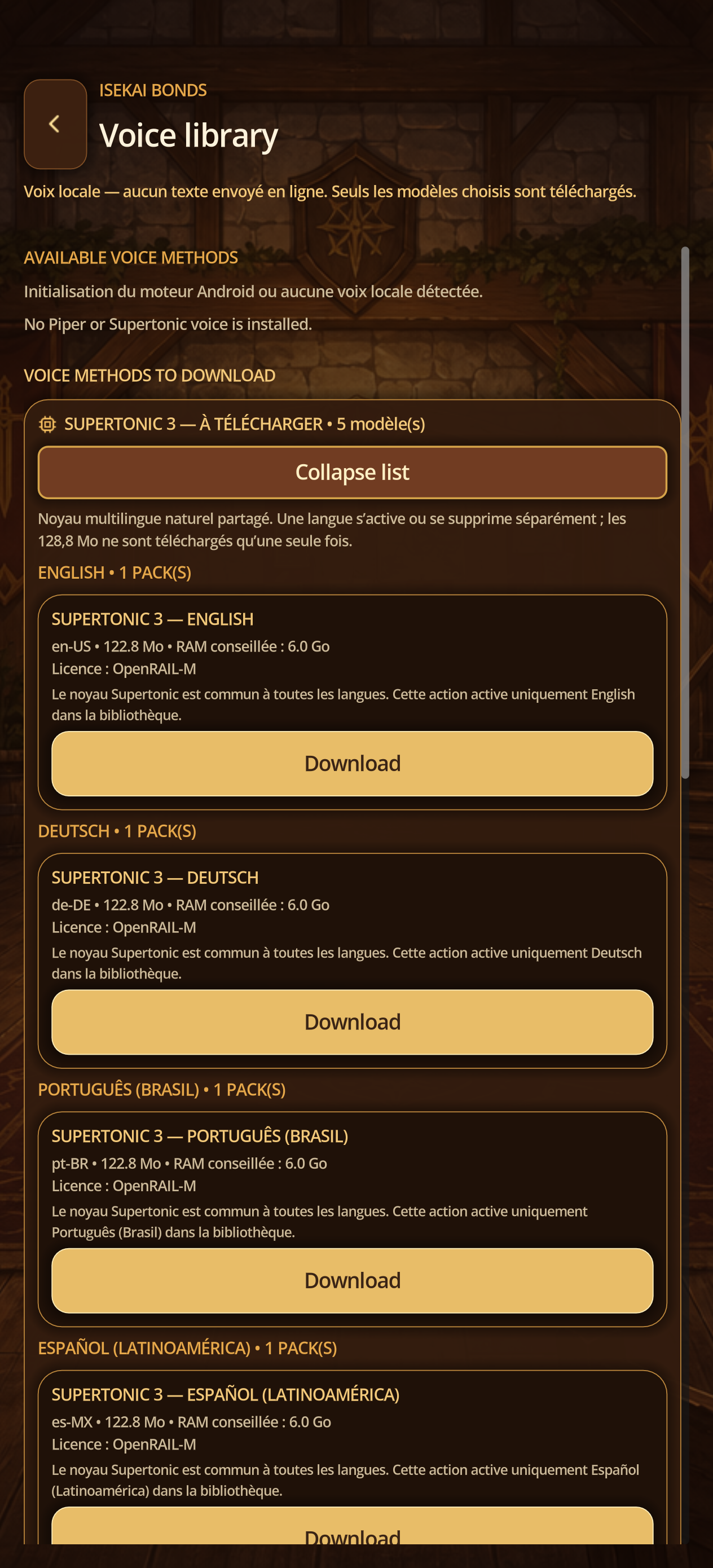 Voice library with Piper and Supertonic sections