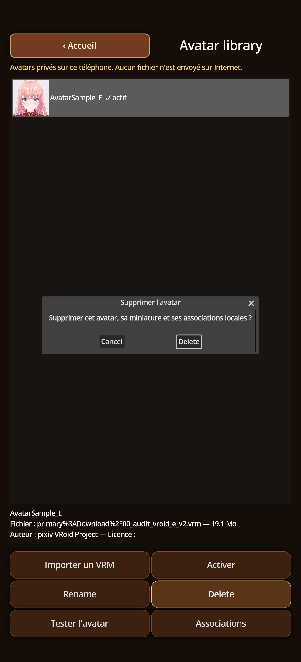 Direct confirmation of VRM deletion.